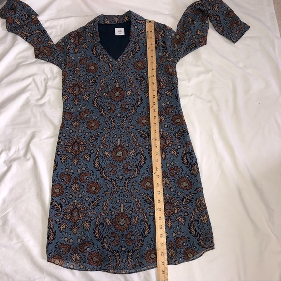 Cabi Provencial XXS Tunic Style 3295 Blue Brown Floral Long Sleeves Dress - Picture 9 of 10